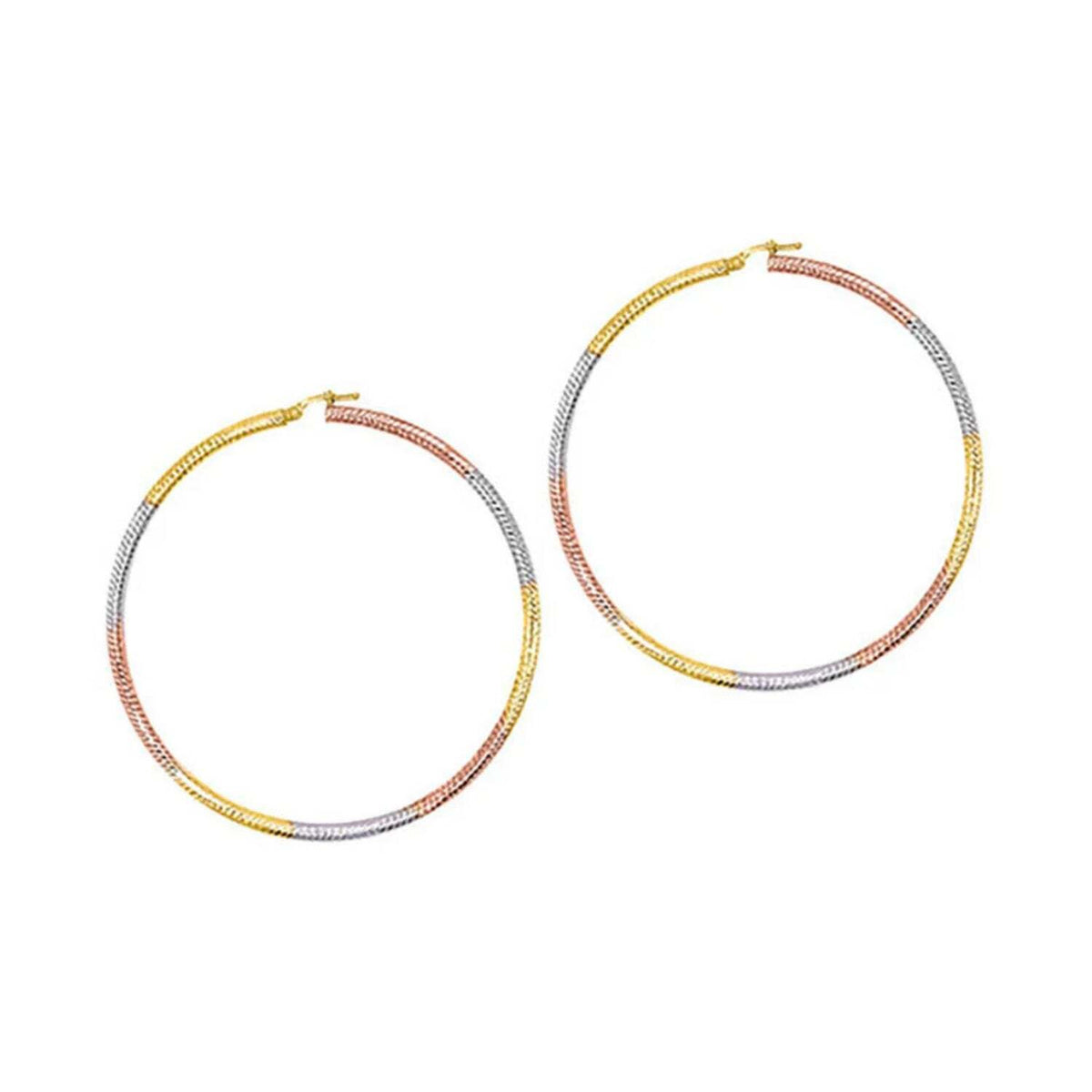 Video Thumbnail: Untitleddesign 2024 05 - 14k Tri-gold Extra Large Hoop Earrings