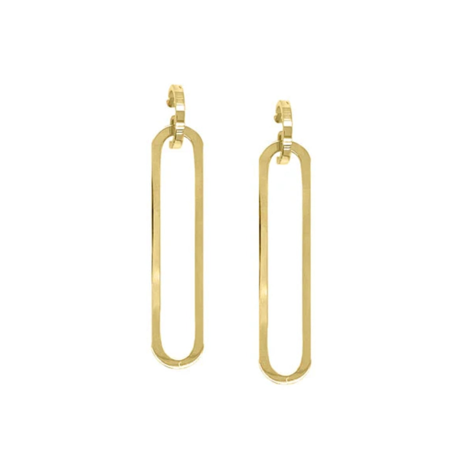 Oblong Gold Drop Earrings