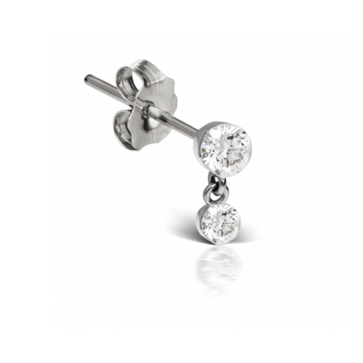 Maria Tash Gold Invisible Set Diamond Dangle Earstud 2mm-1.5mm
