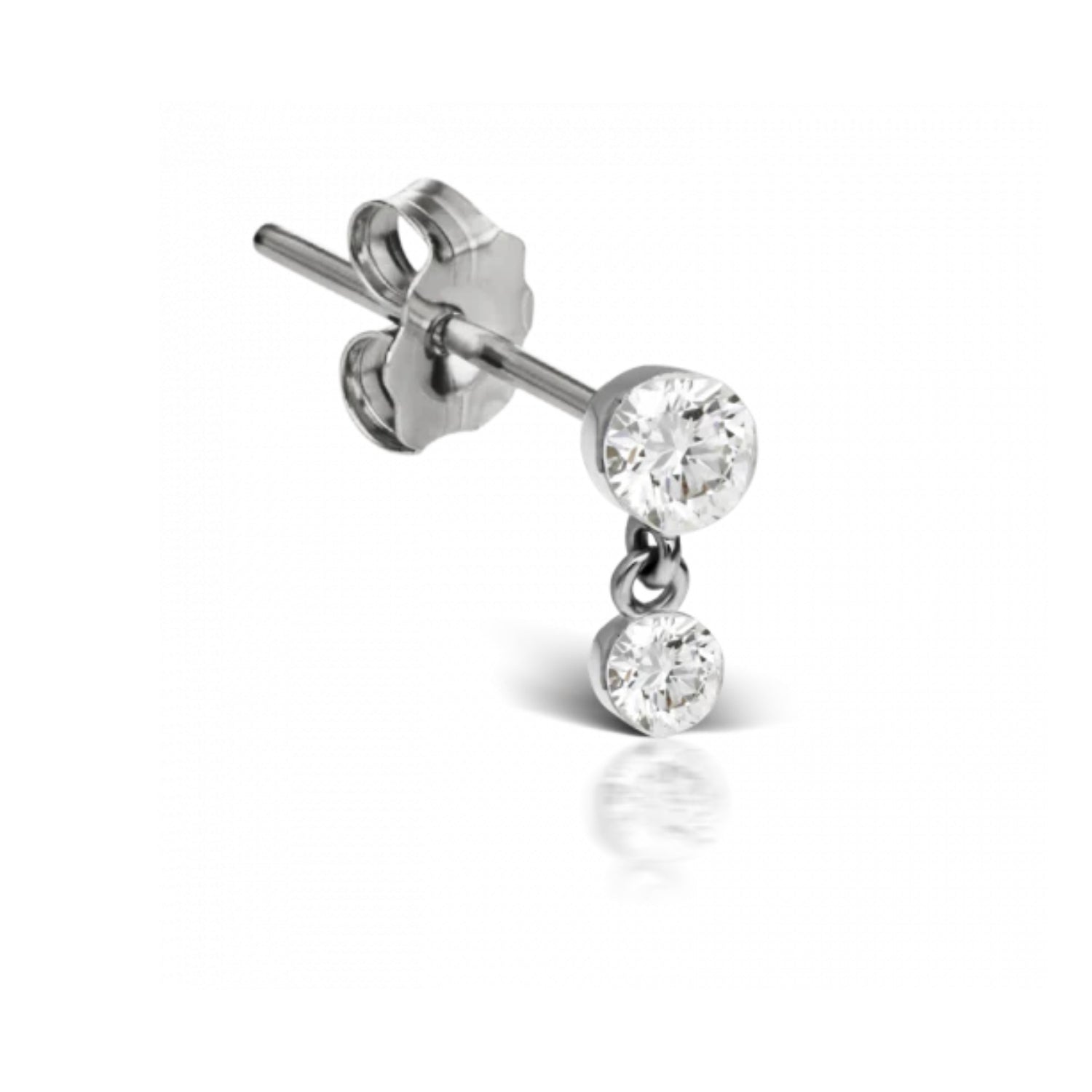 Maria Tash Gold Invisible Set Diamond Dangle Earstud 2mm-1.5mm