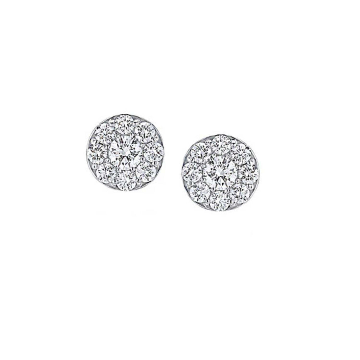 Round Pave Diamond Stud Earrings