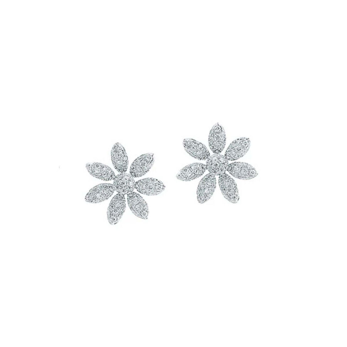 Petal Pave Diamond Stud Earrings
