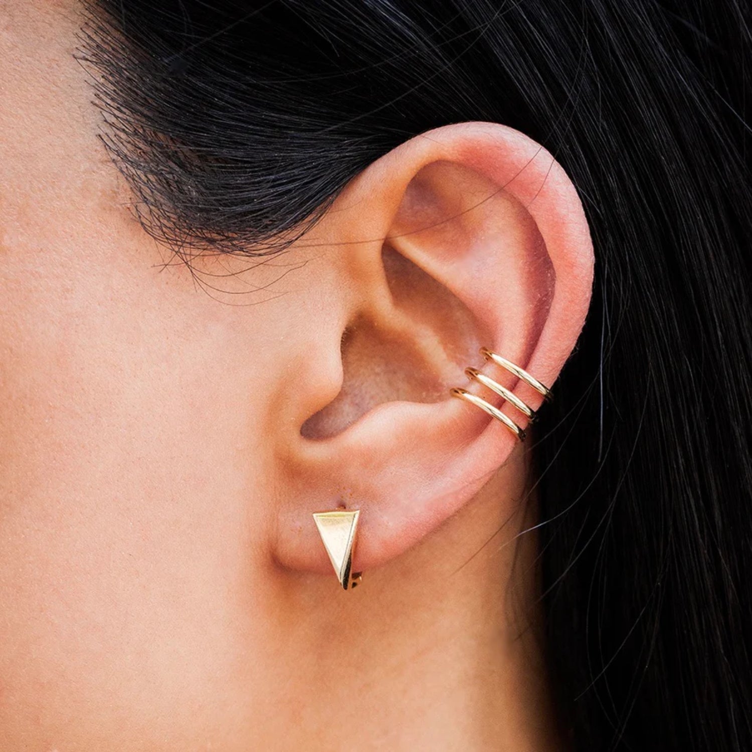 Video Thumbnail: Untitleddesign 2024 05 - Triangle Gold Huggie Earrings