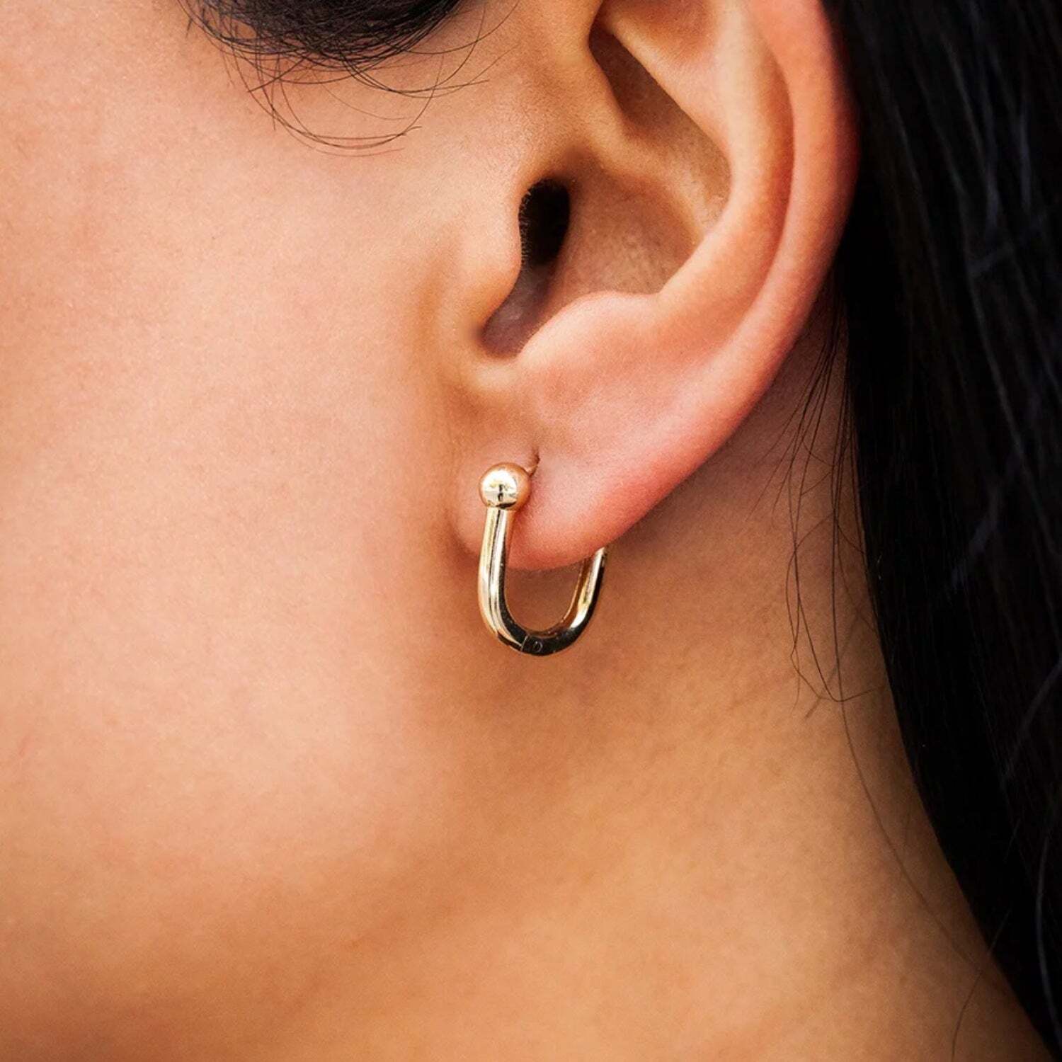 Howard 14K Yellow Gold Stirrup Huggie Earrings 1.5mm