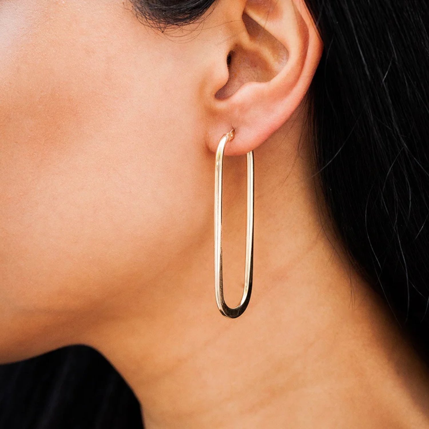 Medium Oblong Hoop Earrings