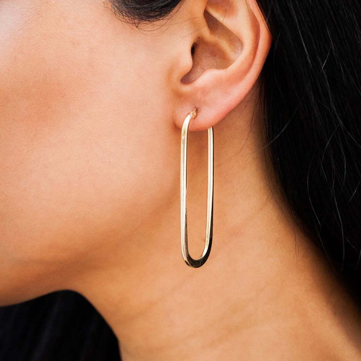 Medium Oblong Hoop Earrings