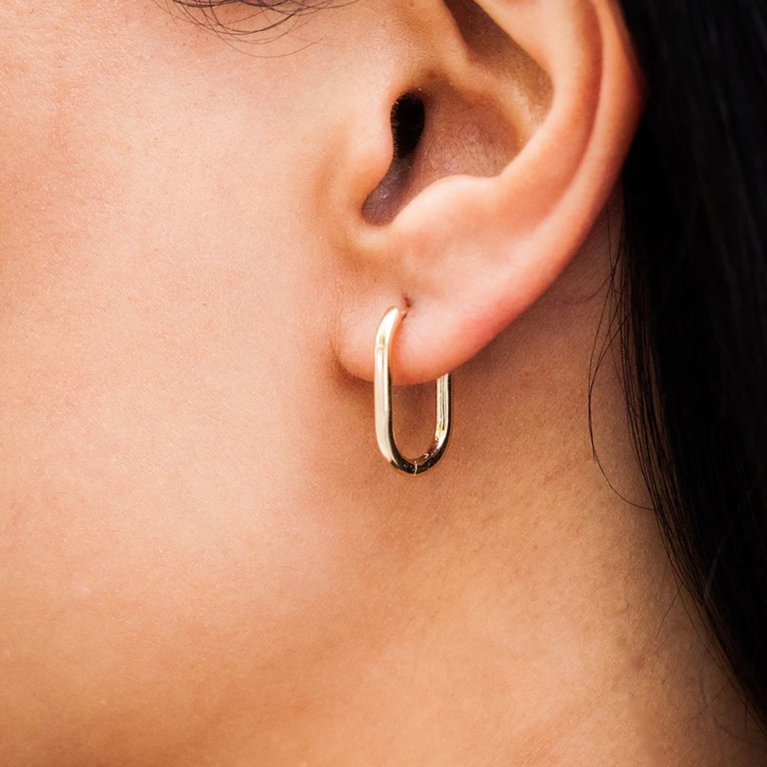 Small Oblong Hoop Earrings