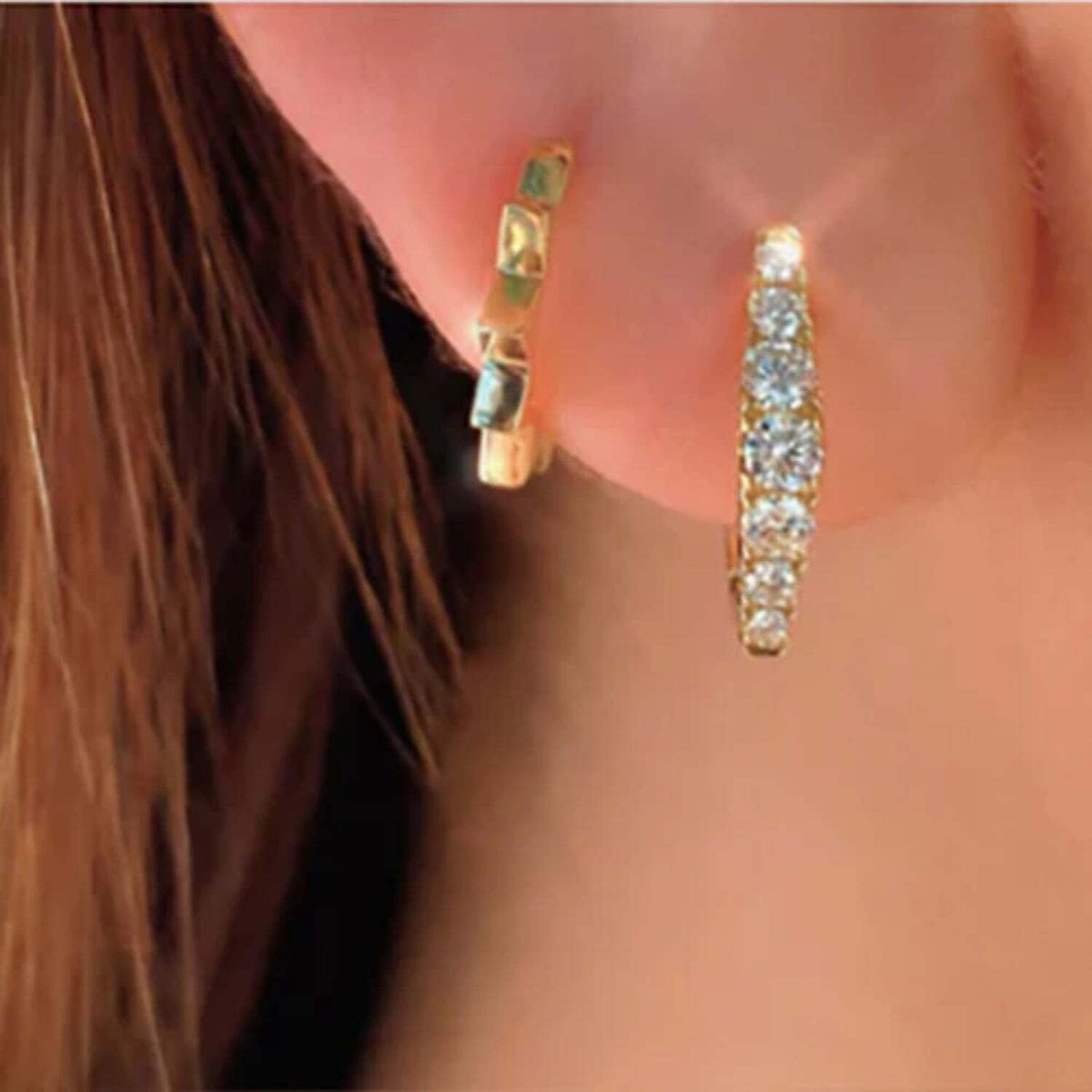 Geometric Diamond Huggie Earrings