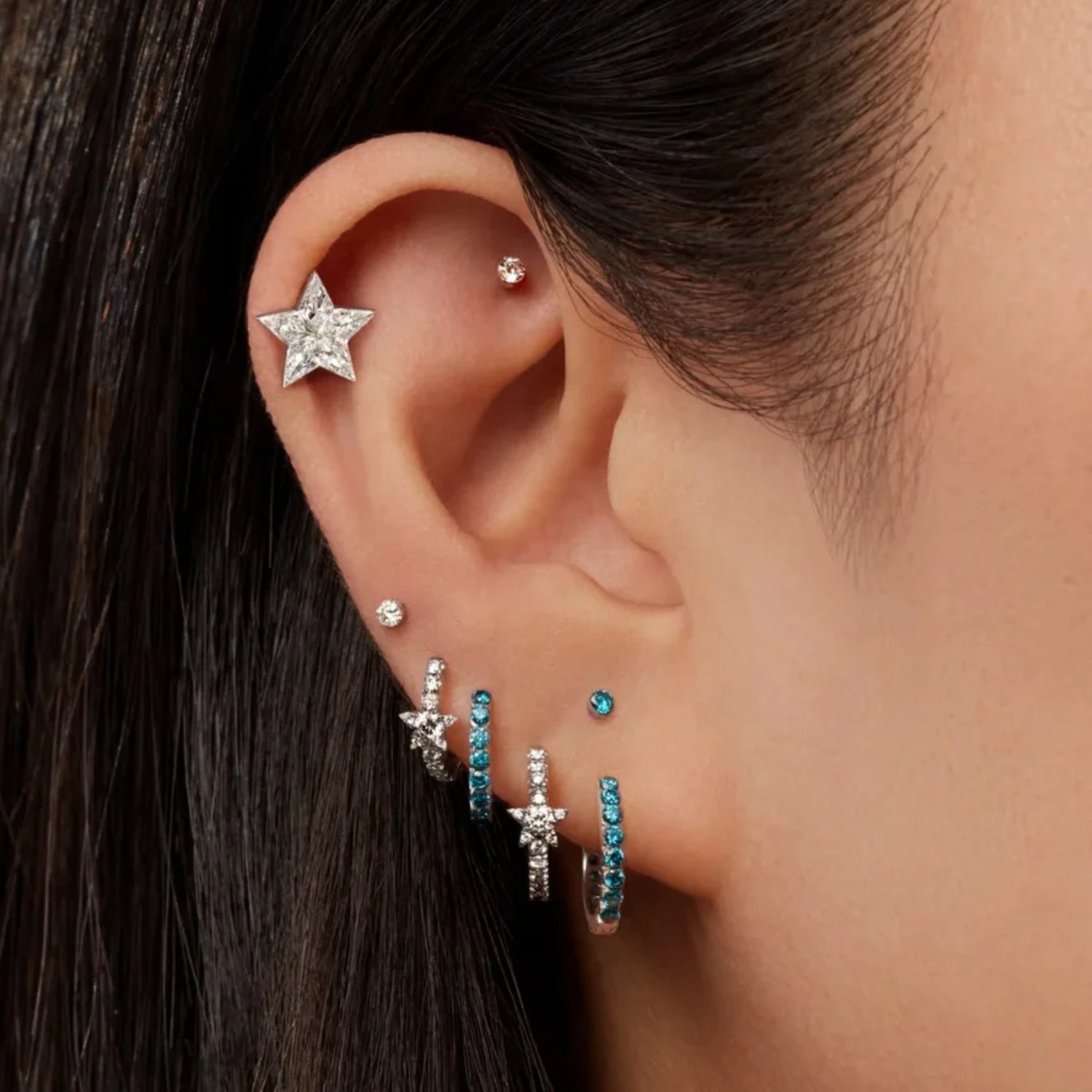 Maria Tash Gold & Diamond Star Eternity Ring 8mm