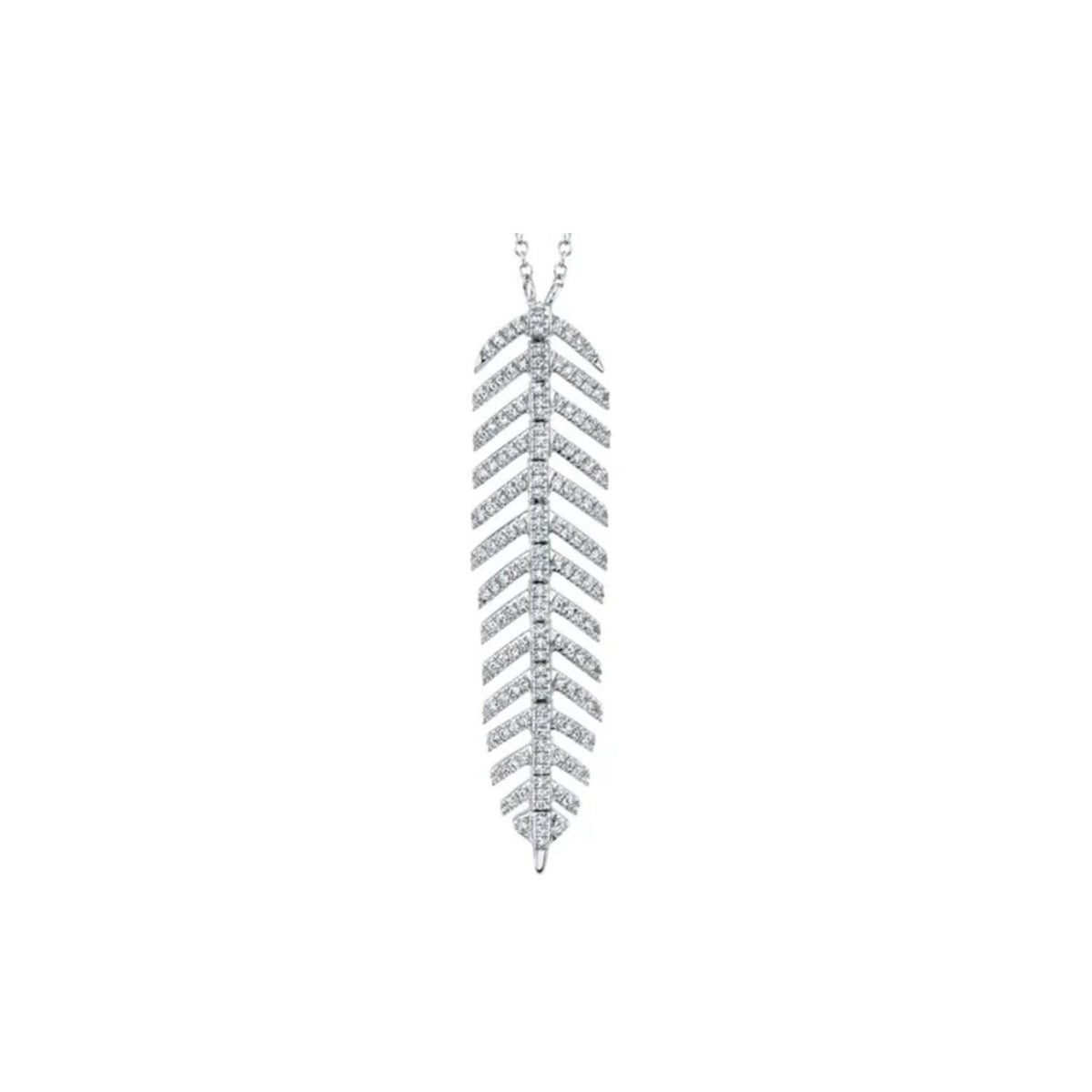 Feather Pave Diamond Drop Necklace