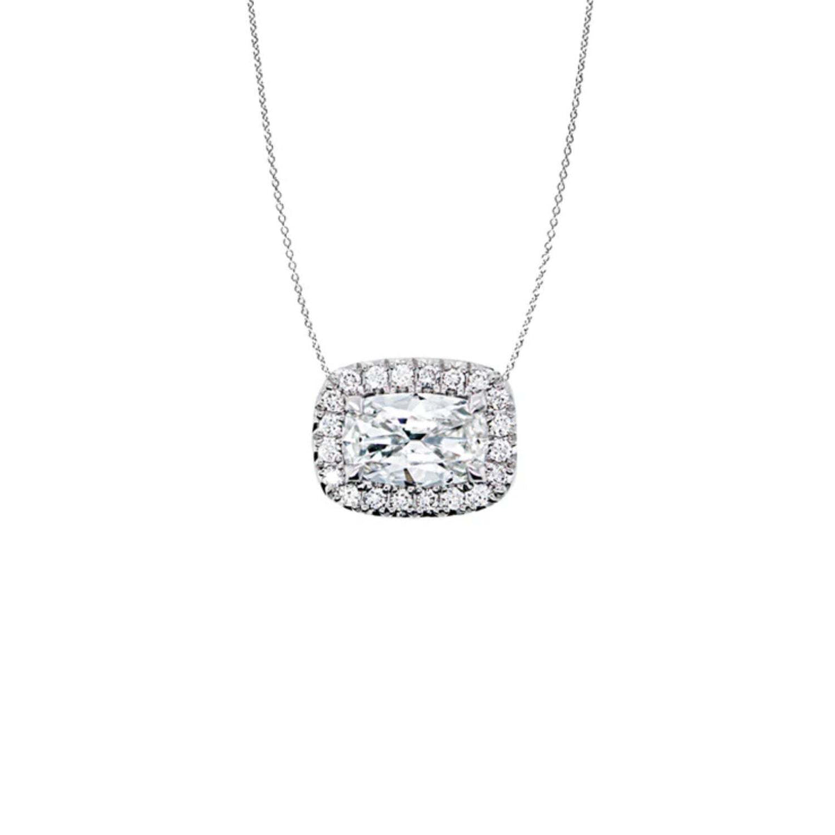 Henri Daussi Halo Cushion Diamond Pendant