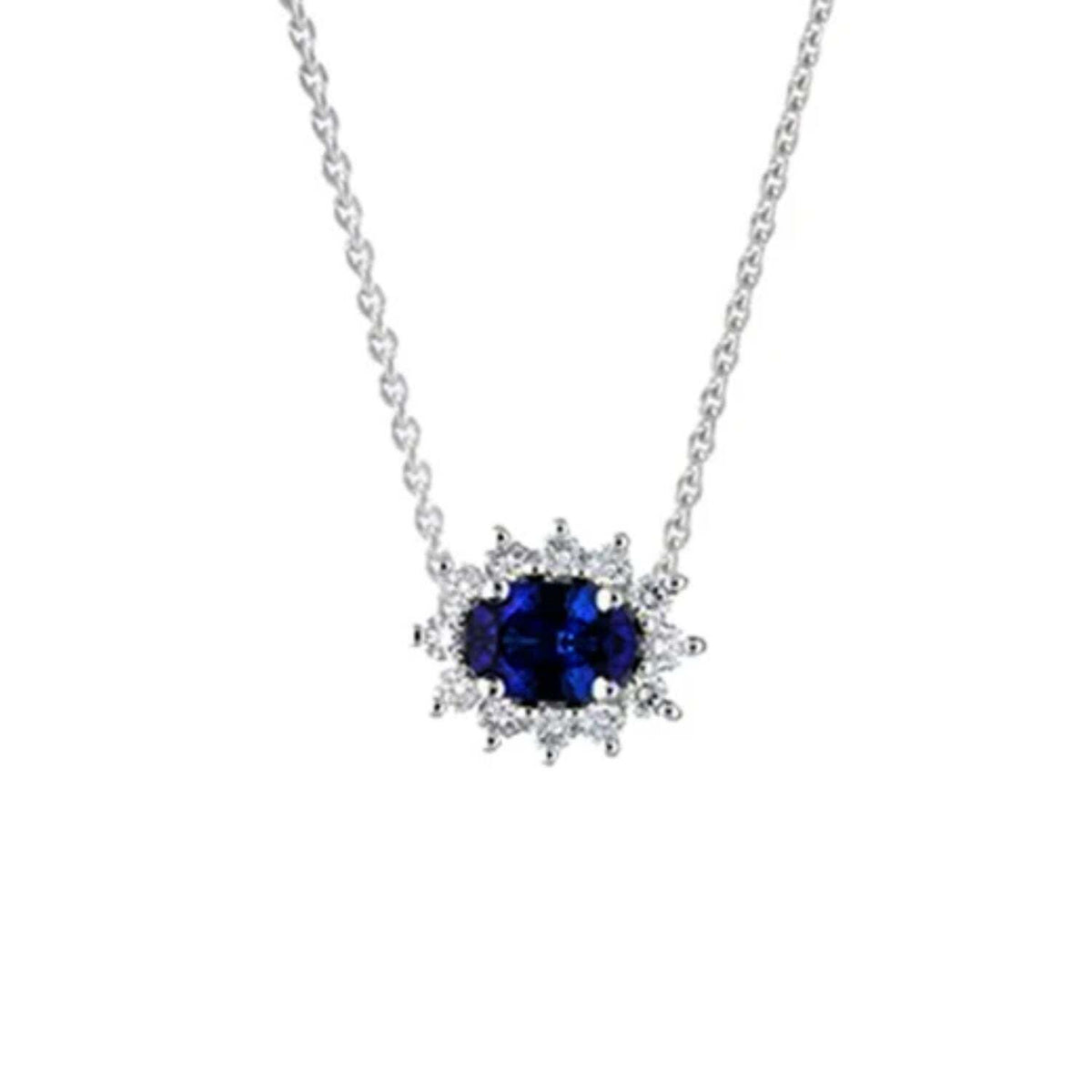 Sapphire Cluster Diamond Necklace