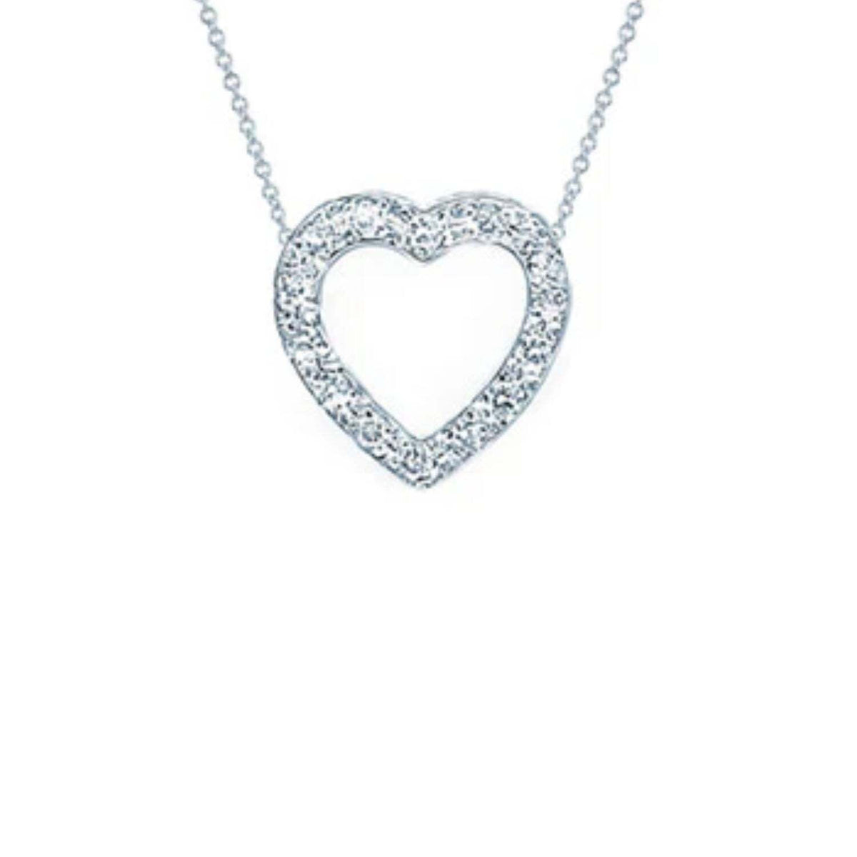 White Gold Heart Shaped Diamond Necklace