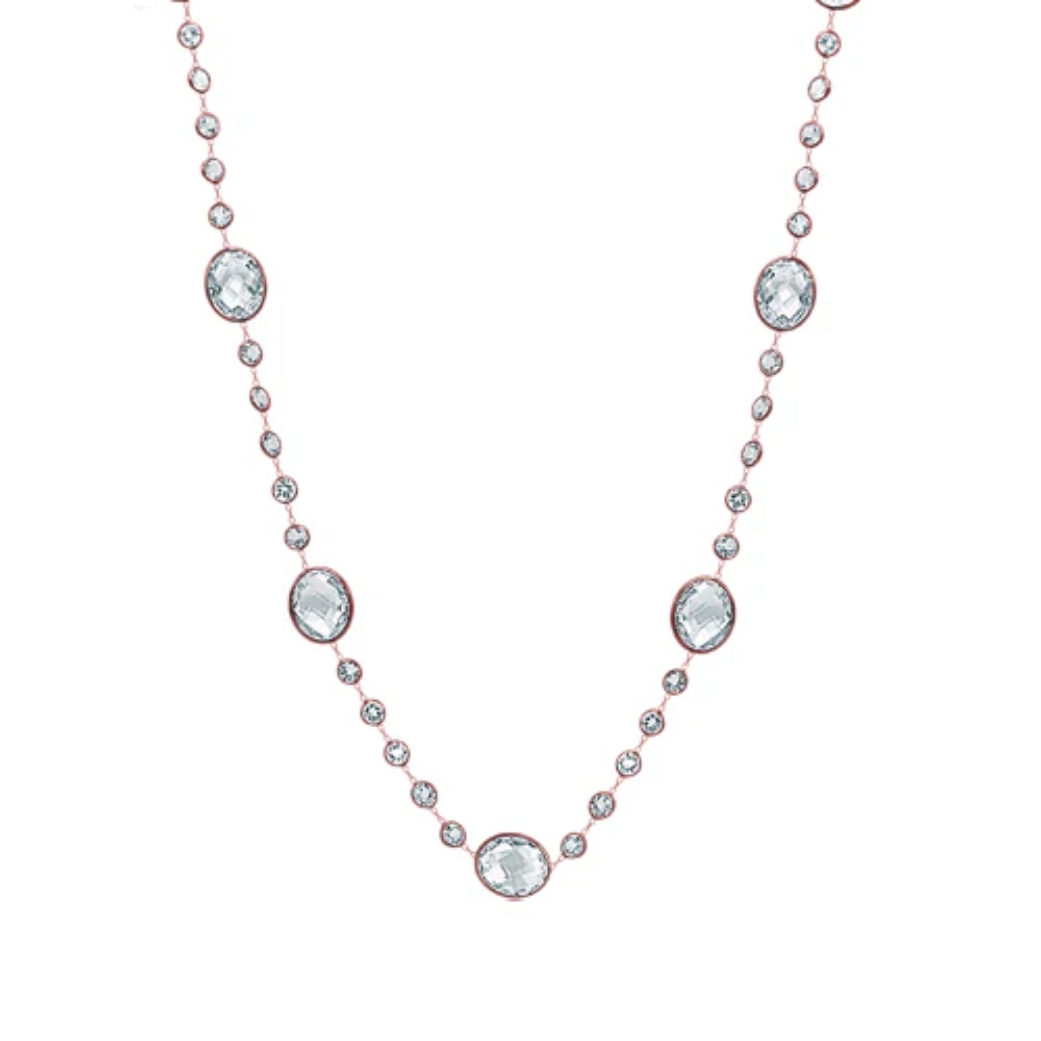 Gemstone Bezel Station Necklace