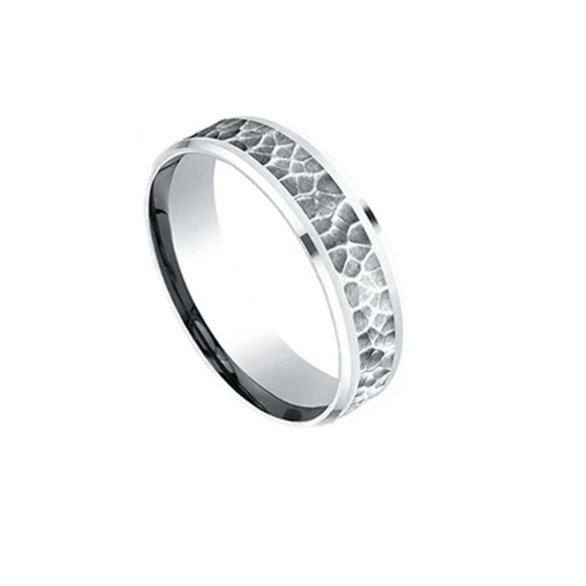 Video Thumbnail: Untitleddesign 2024 06 - Benchmark Hammer Finish Bevelled Wedding Band