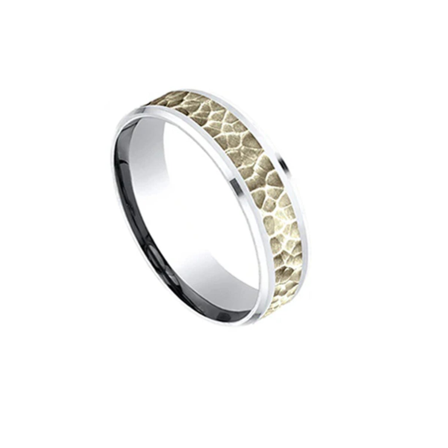 Benchmark Hammer Finish Bevelled Wedding Band