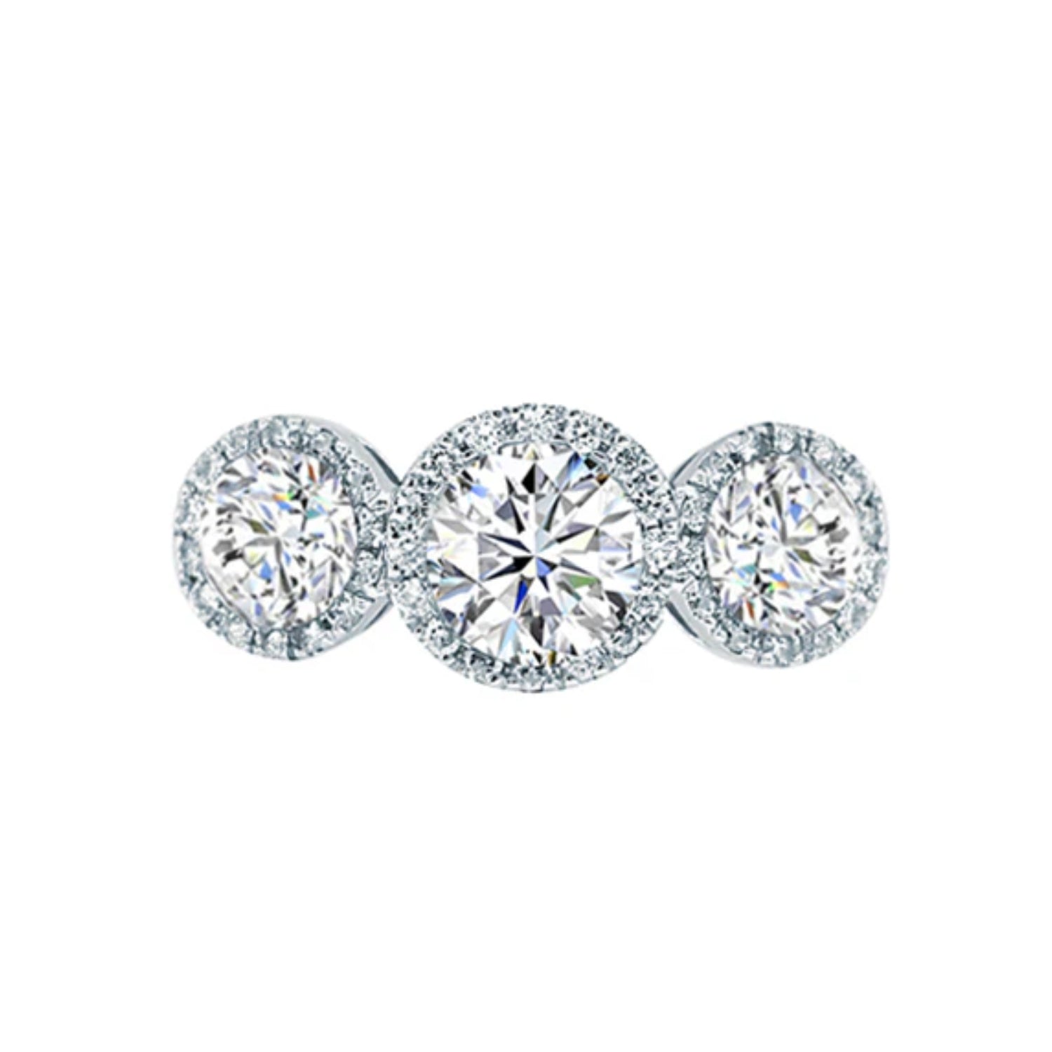 Howard Design Three Stone Halo Engagement Ring