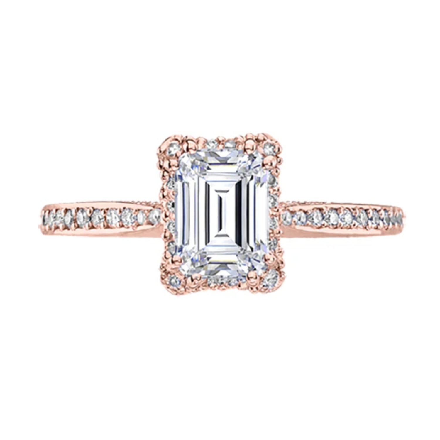 Tacori Dantela Emerald Halo Diamond Pave Engagement Ring