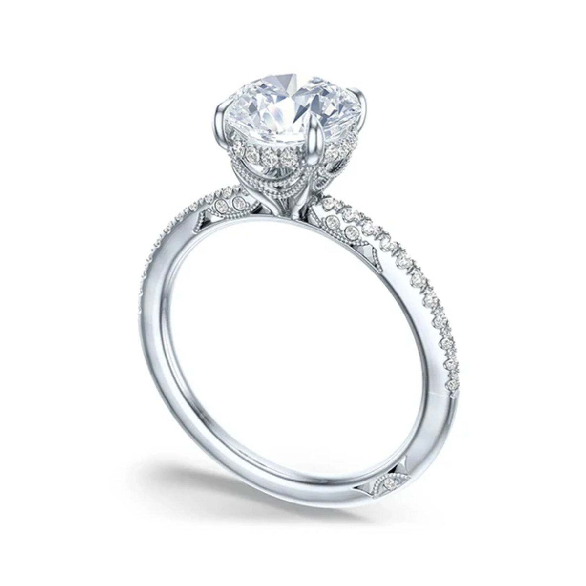 Tacori 18K White Gold Simple Round Engagement Ring 0.24ctw