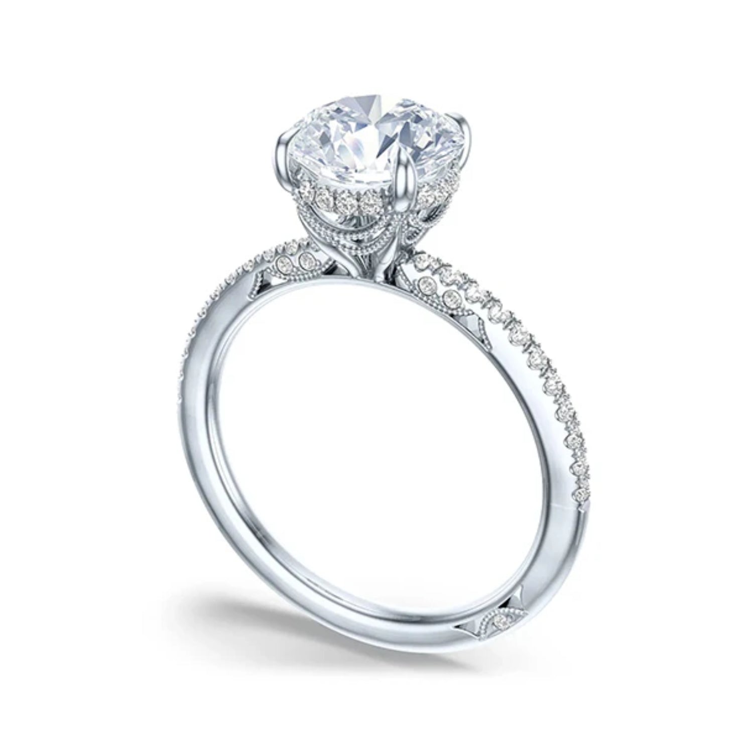 Tacori 18K White Gold Simple Round Engagement Ring 0.24ctw