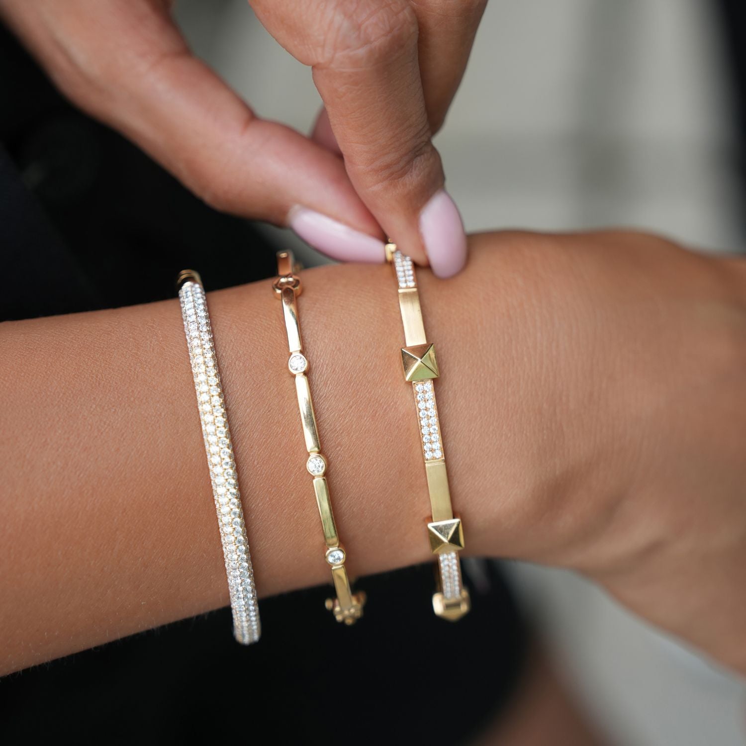 18KR Gold Copley Multi Stone Diamond Bangle