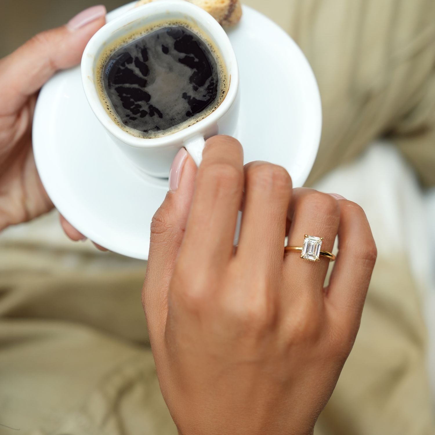 Angeline Emerald Diamond Engagement Ring in Yellow Gold