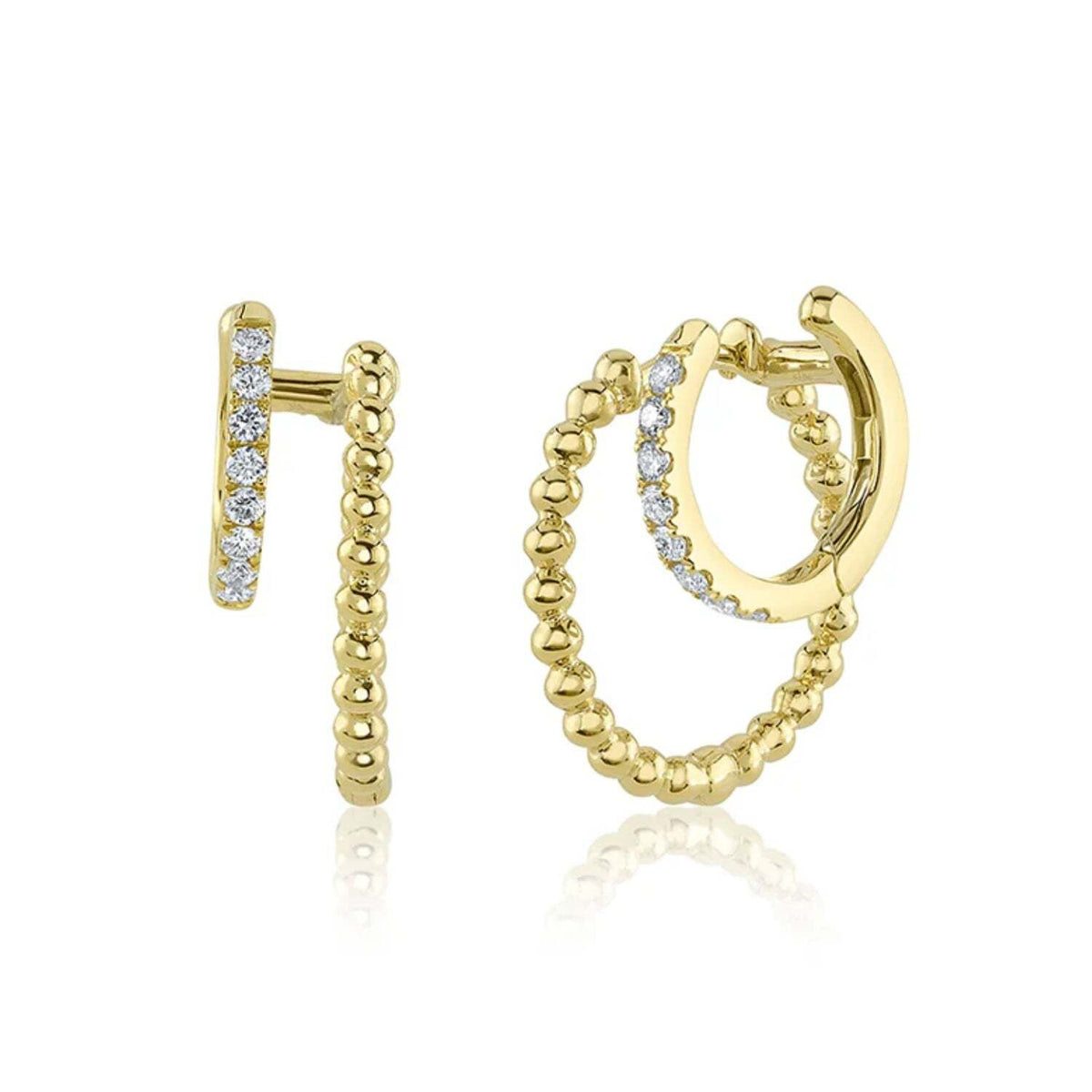 Double Diamond Huggie Earrings