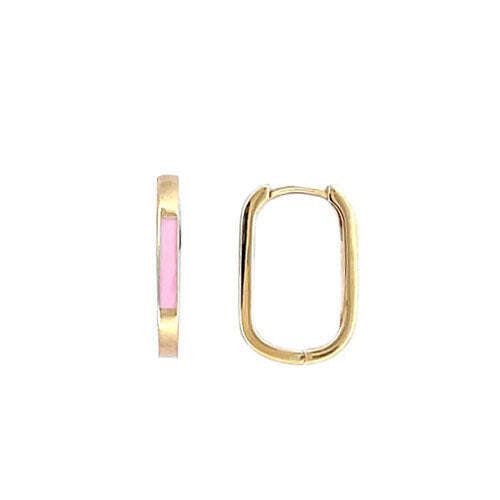 Video Thumbnail: Oblong & Pink Enamel Hoop Earrings