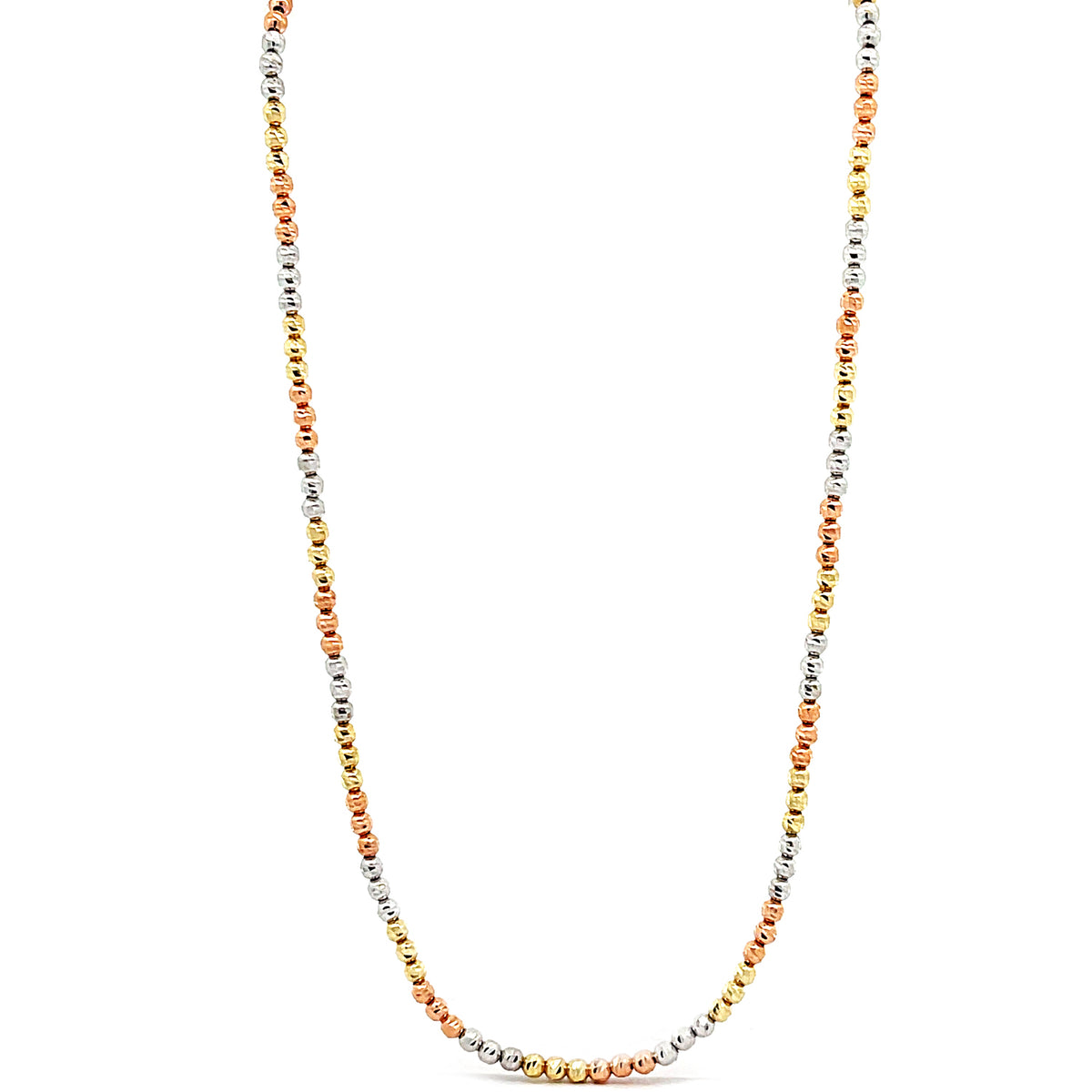 Video Thumbnail: Howard 14k Tri-colour Gold 16" Sparkling Bead Necklace