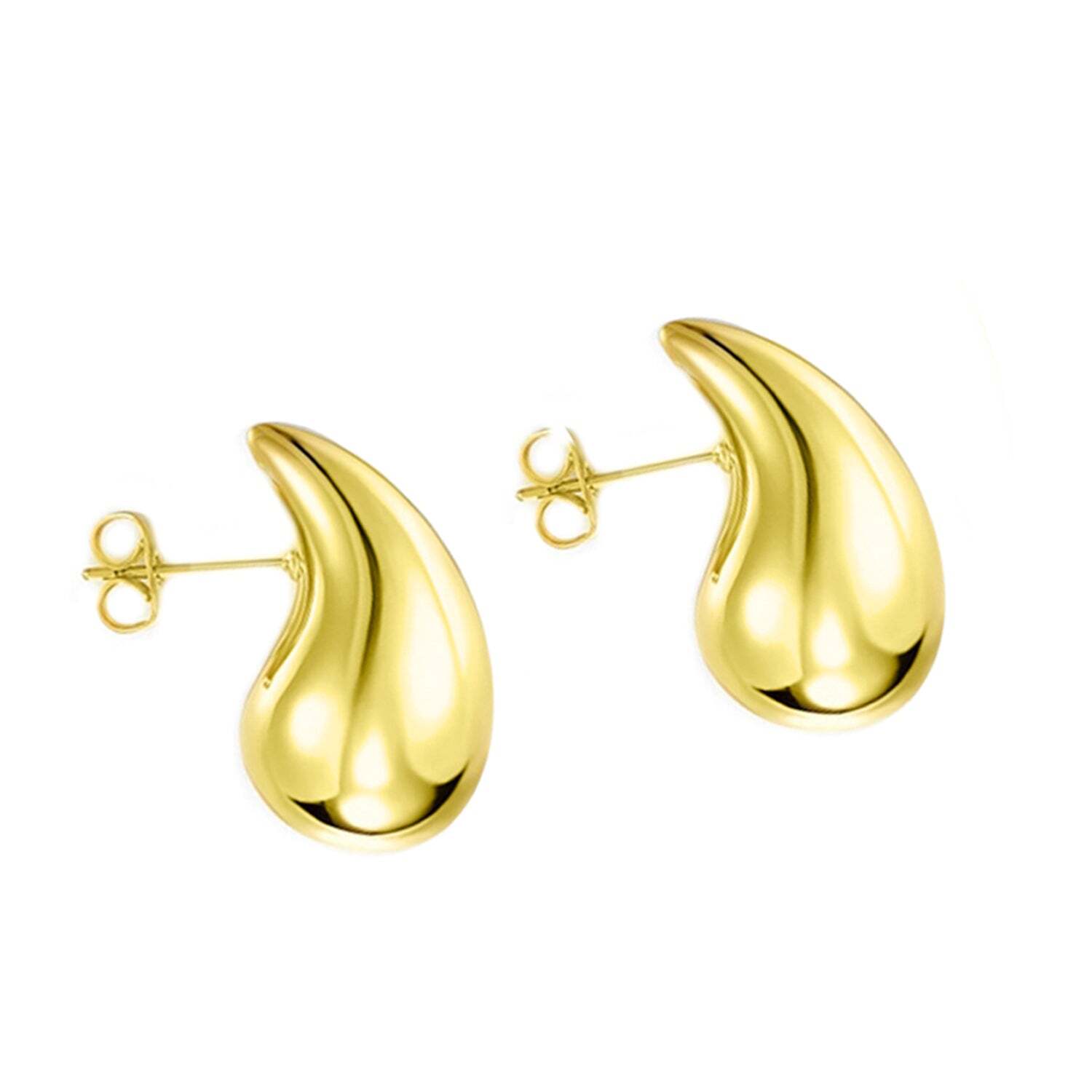 18K Yellow Gold Fancy Medium Teardrop Stud Earrings