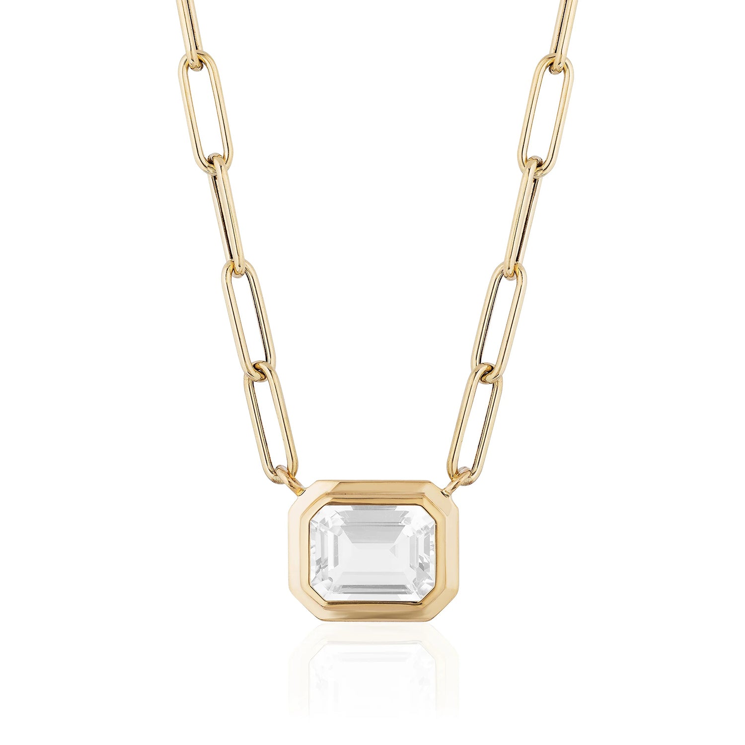 'Manhattan' Emerald Cut East-West Pendant in 18K Gold