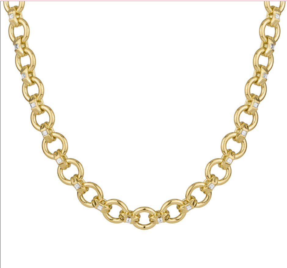 Fancy Bar & Chain Style Necklace Crafted In 18K Yellow Gold. Set With 1.66 Carat Total Weight Round Brilliants SI Clarity G-H Colour. 69.8 Grams