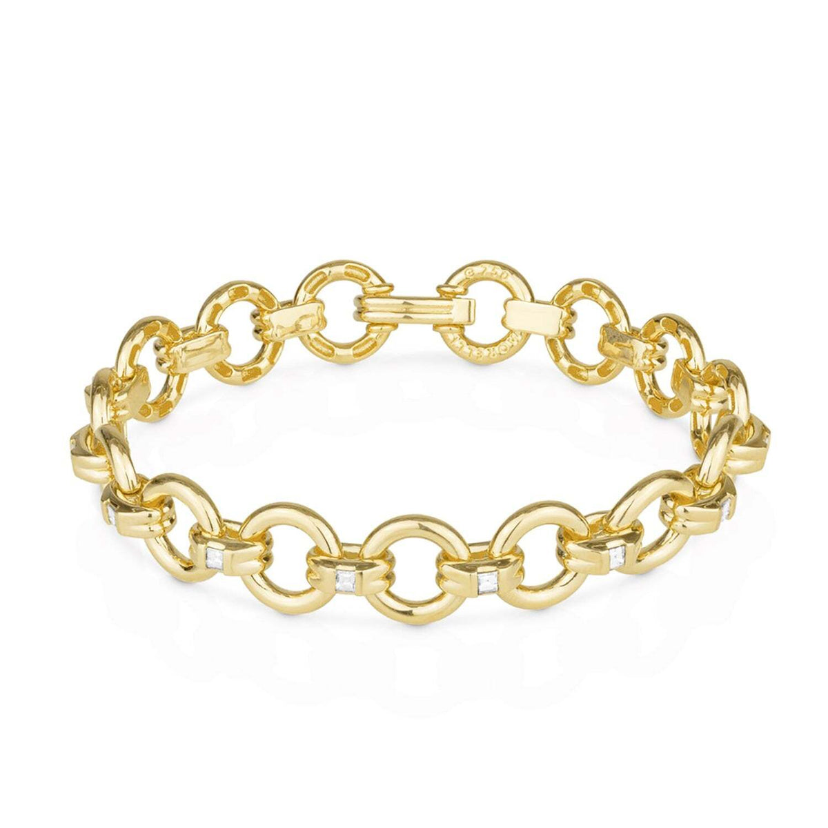 Fancy Bar & Chain Style Bracelet Crafted In 18K Yellow Gold. Set With 0.72 Carat Total Weight Round Brilliants SI Clarity G-H Colour. 31.9 Grams