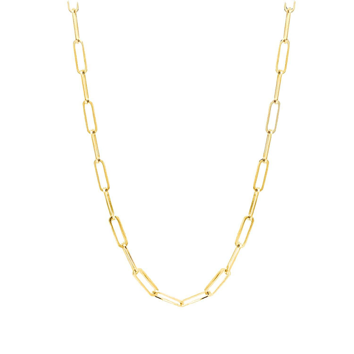 Yellow Gold Solid Paper Clip Necklace