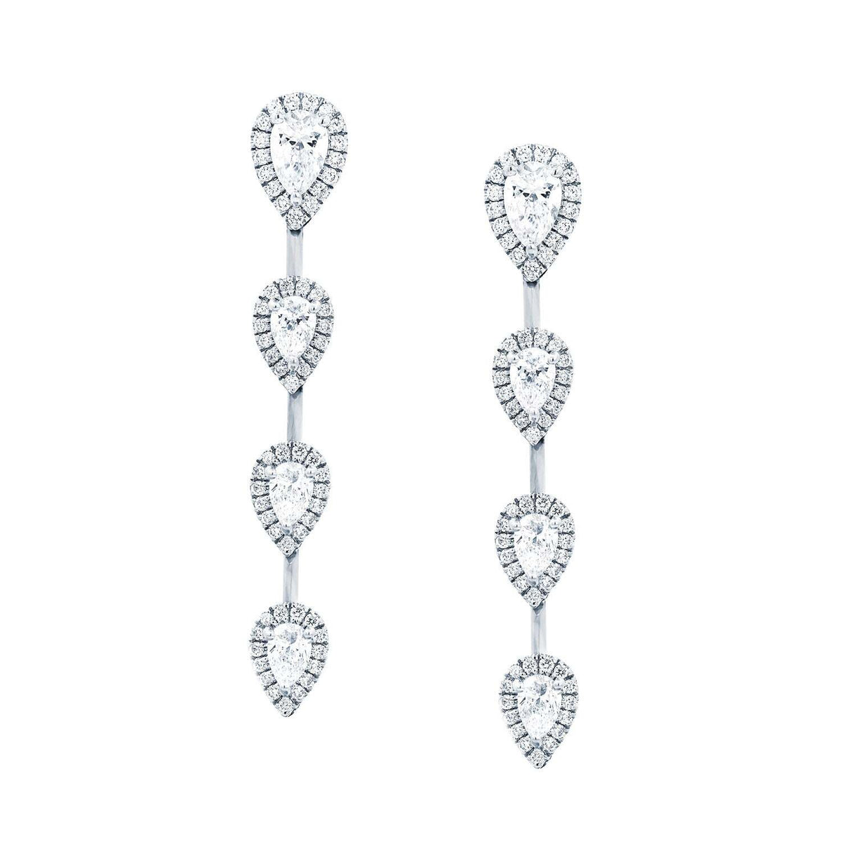 Video Thumbnail: Pear Diamond Drop Earrings - Halo Pear Drop Earrings 18k White Gold.