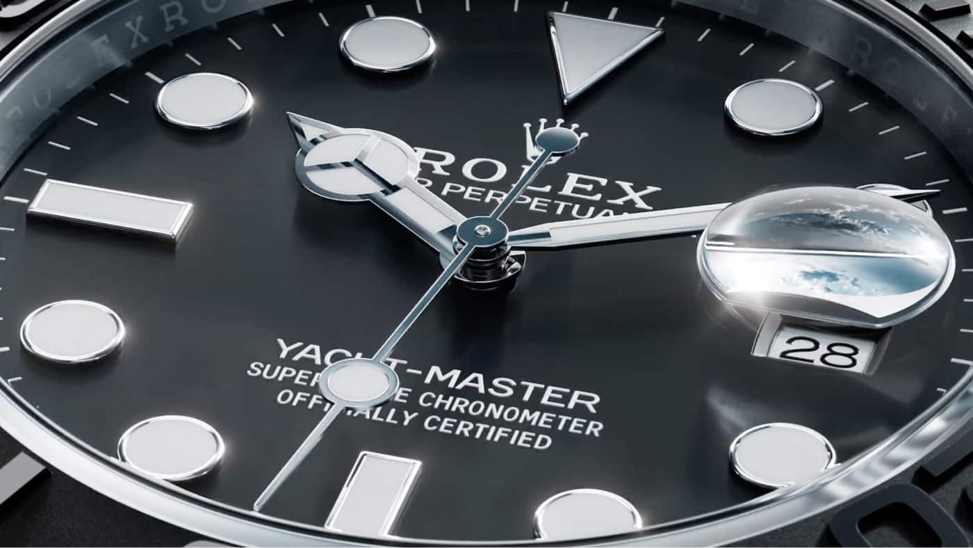 A video showcasing the Rolex Yacht-Master. The thumbnail preview depicts a close up of the black dial of a Rolex Yacht-Master with a hint of the rotatable Cerachrom bezel around the edges of the frame.