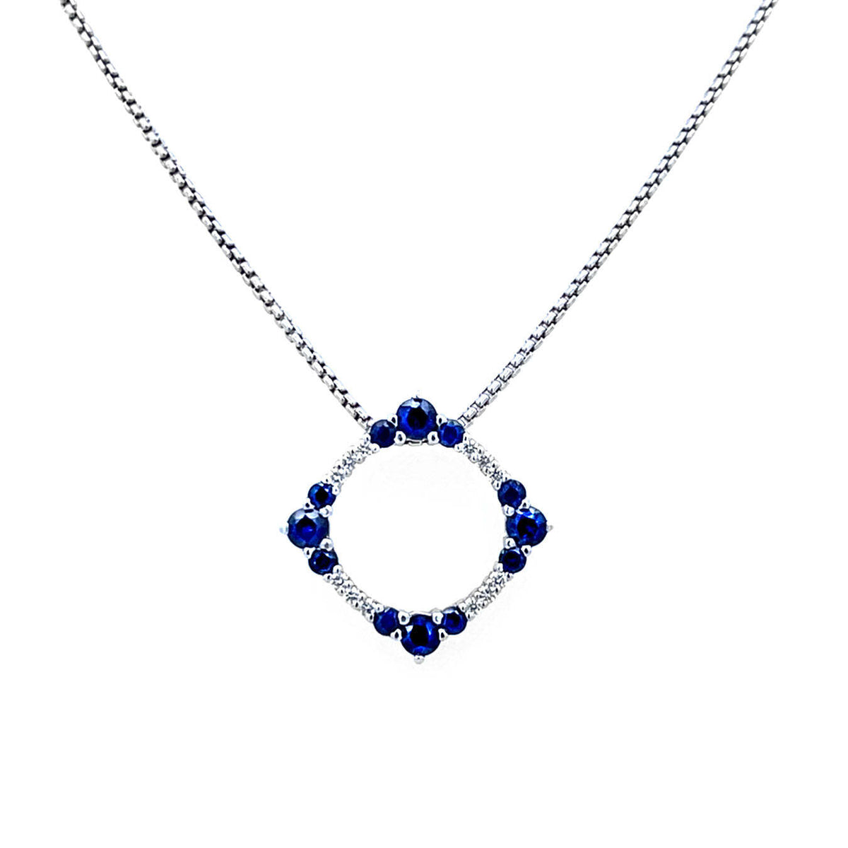 Video Thumbnail: Sapphire Front View - Sapphire and Diamond Circle Pendant