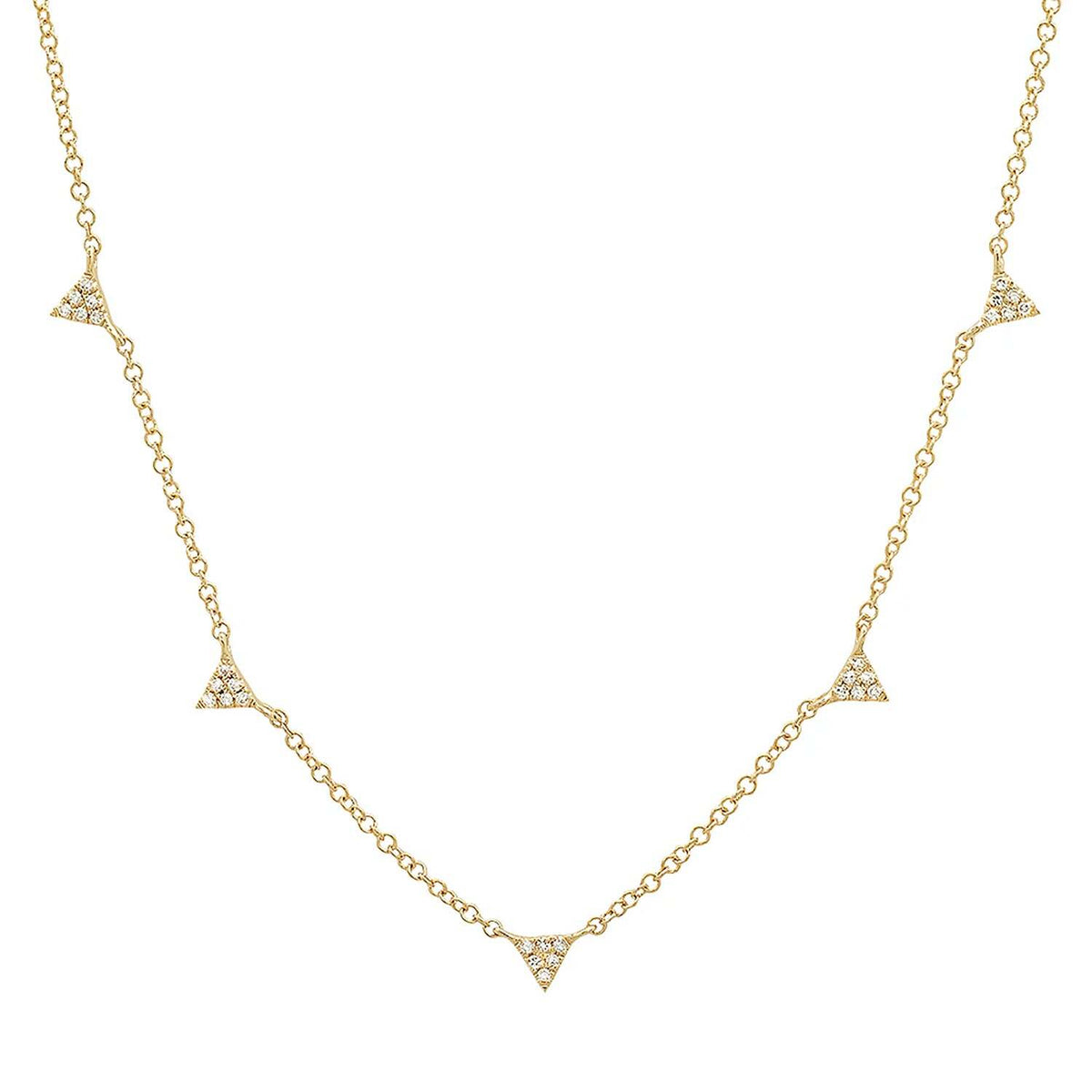 Pave Diamond Triangle Drop Necklace 0.40ctw
