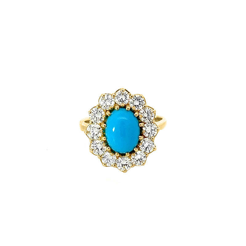 Video Thumbnail: Turquoisestateringx - Pre-owned Diamond Halo Turquoise Ring