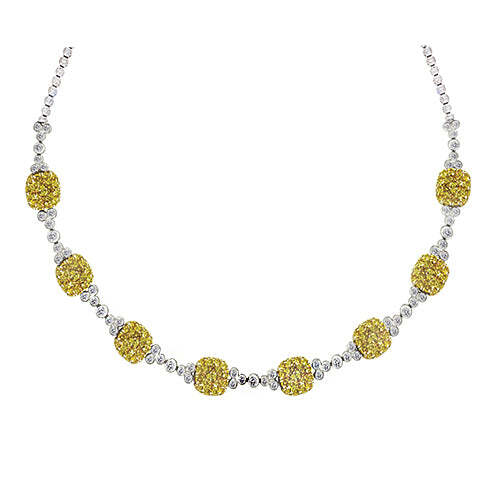 Cushion Shape Yellow Diamond Necklace