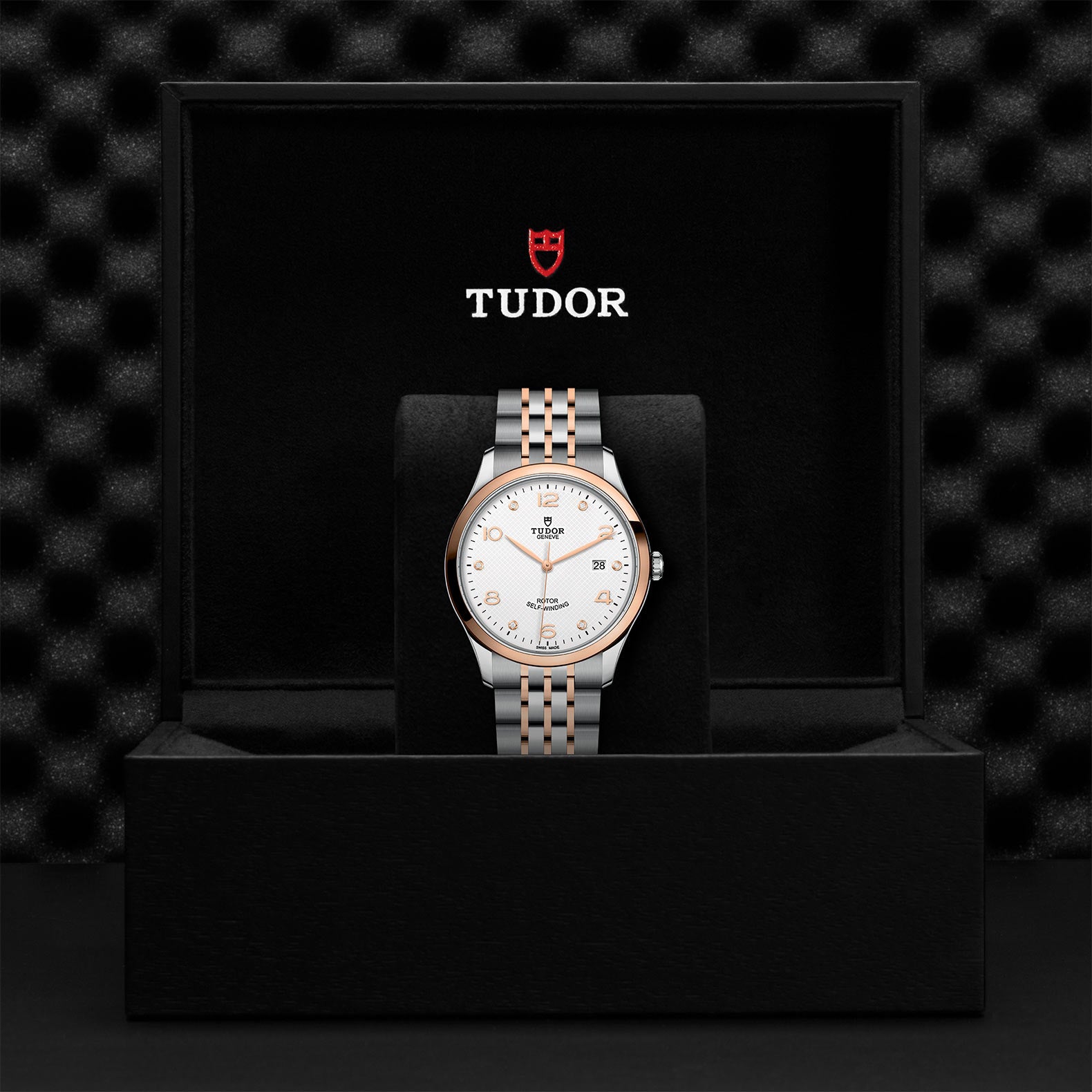Tudor 1926 41mm in steel and rose gold with a white diamond-set dial and a steel and rose gold bracelet- Howard Fine Jewellers