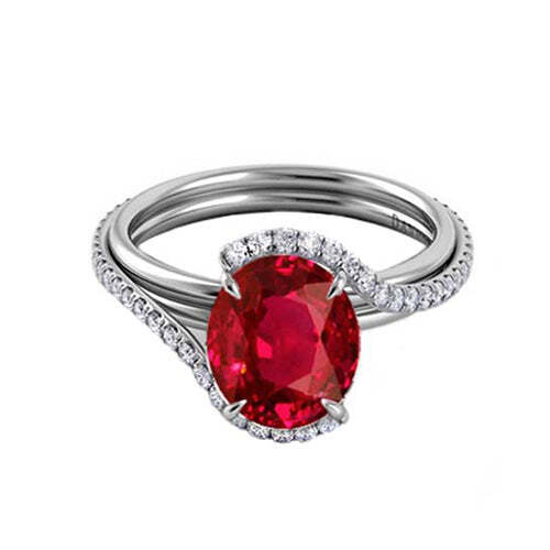 Ruby Semi Halo Gemstone Ring
