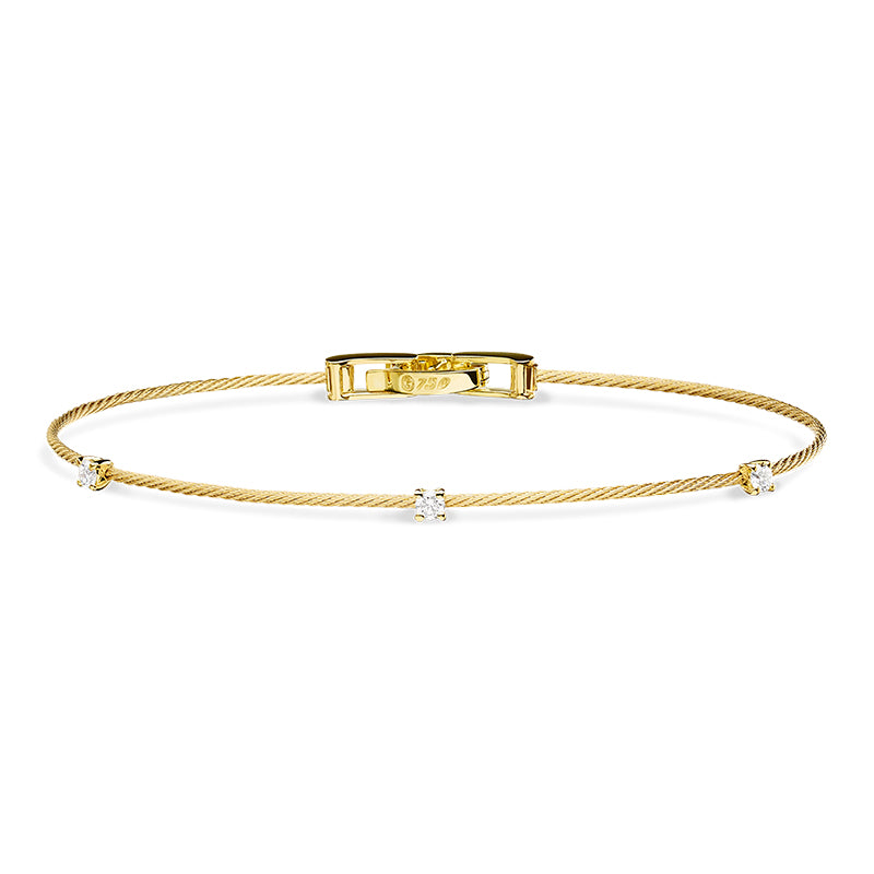 Paul Morelli Single Unity Bracelet with 3 Diamonds in Yellow Gold - Howard Fine Jewellers