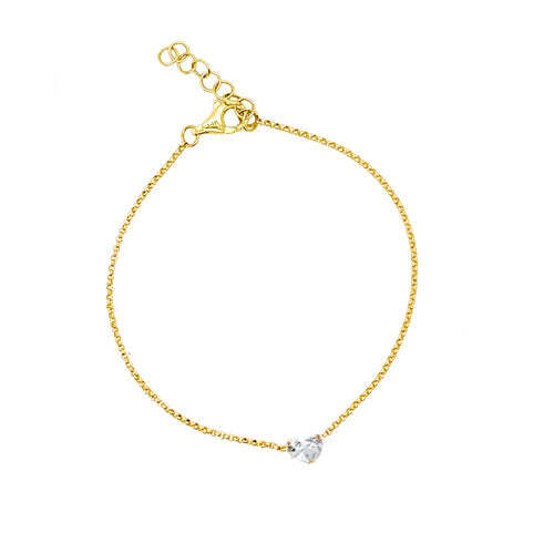 Floating Diamond Heart Cable Link Bracelet