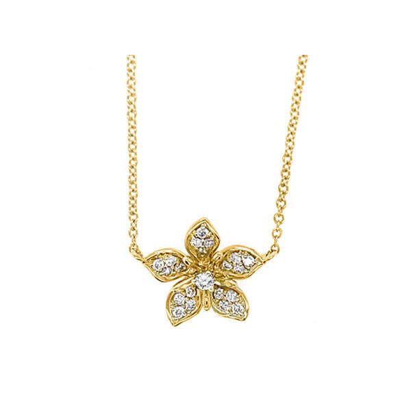 Video Thumbnail: Flowerdiamondpendant - 14k Gold Flower Diamond Necklace