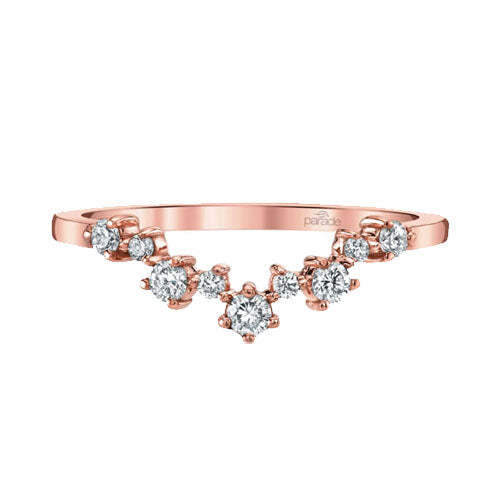 Stackable Chevron Diamond Wedding Band Ring