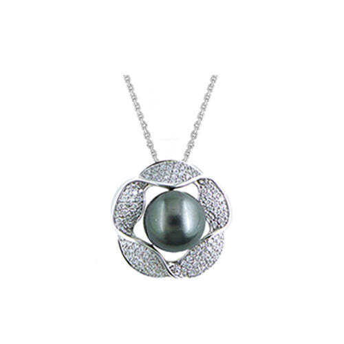 Tahitian Pearl Pave Pendant