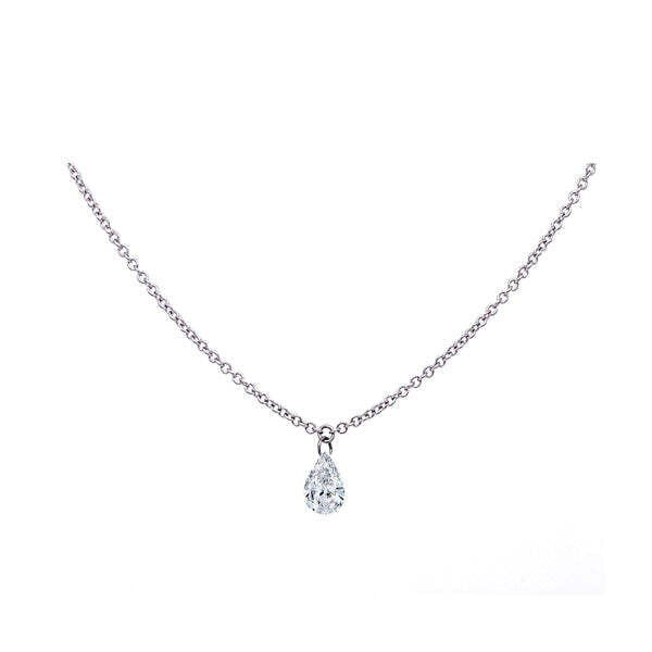 Video Thumbnail: Solitairepearpendant - 14k Gold Floating Diamond Pear Necklace