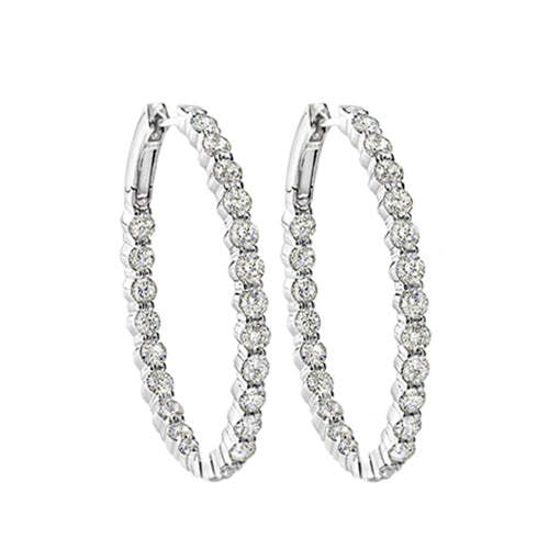 Diamond Inside-Out Oval Hoop Earrings