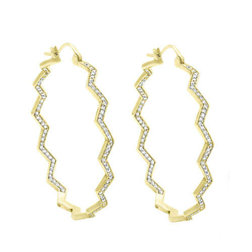 Video Thumbnail: Yellowzig - Diamond Zig Zag Hoop Earrings